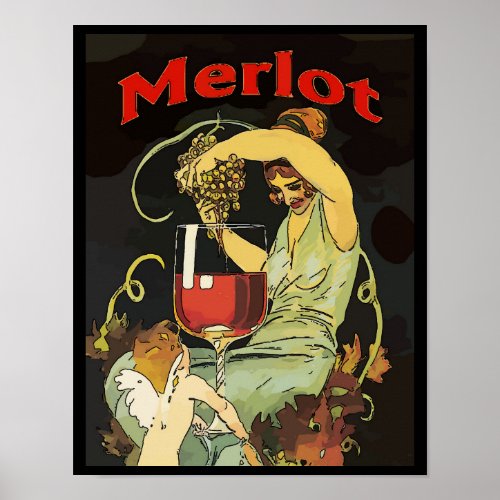 Merlot Grapes Wine Poster