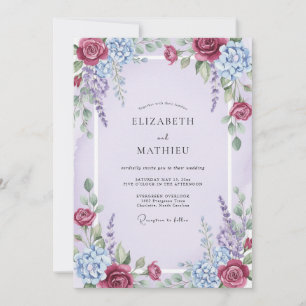 Merlot Lilac Painted Wedding Invitation