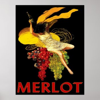 Merlot Maid With Grapes Poster by figstreetstudio at Zazzle
