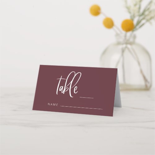 Merlot Modern Minimalist Wedding Table Number Place Card