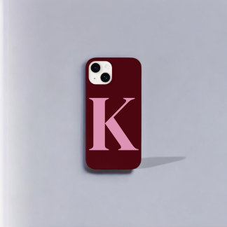 Merlot Pink Initial Personalized Monogram Design Case-Mate iPhone 14 Case