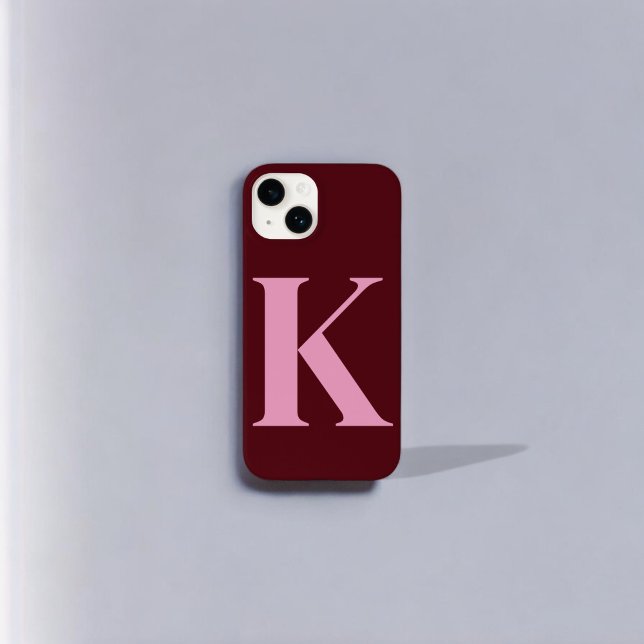 Merlot Pink Initial Personalized Monogram Design  Case-Mate iPhone Case (Creator Uploaded)