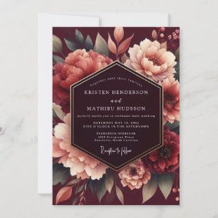 Merlot Poetic Bloom Wedding Invitation