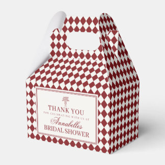 Merlot Red Harlequin Checkered Bridal Shower Favor Boxes