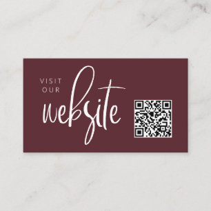 Merlot Red Modern Minimalist Website QR code  Enclosure Card