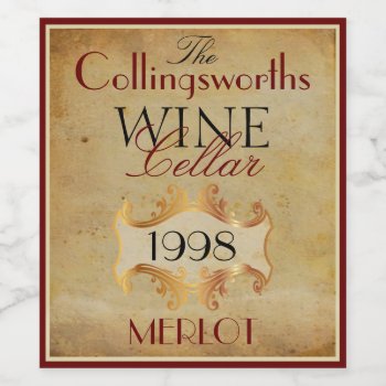 Merlot Red Wine Bottle Label Personalized by hungaricanprincess at Zazzle