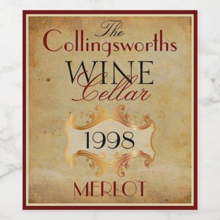 Merlot Red Wine Bottle Label Personalized
