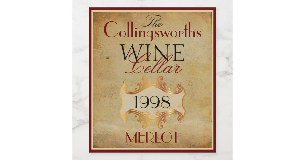Merlot Red Wine Bottle Label Personalized | Zazzle.com