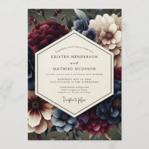 Merlot Rembrandt Bloom Wedding Invitation