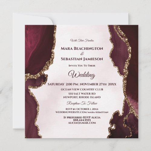  MERLOT RSVP Website AGATE Gold AR13 Wedding Invitation