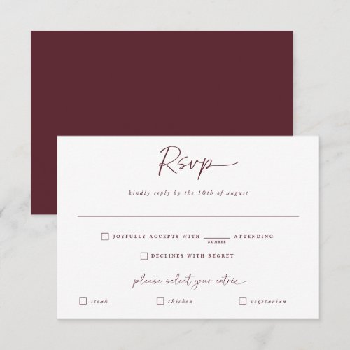 Merlot Wedding Modern Handwriting Reply