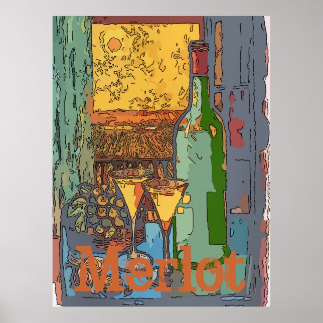 Merlot, Wine Bottle, Edit Text Poster (Front)