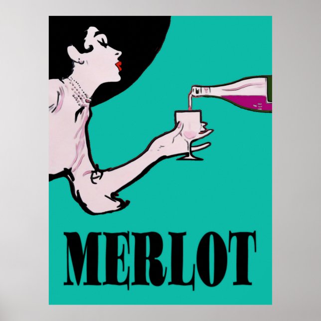Merlot Wine Vintage Lady Posters (Front)