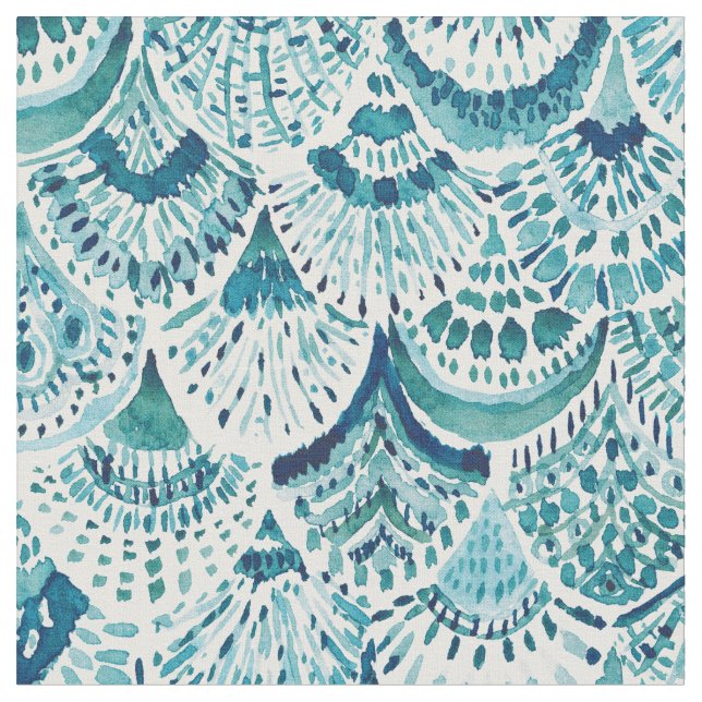 MERM ARMOR Indigo Mermaid Scales Fabric (Close Up)