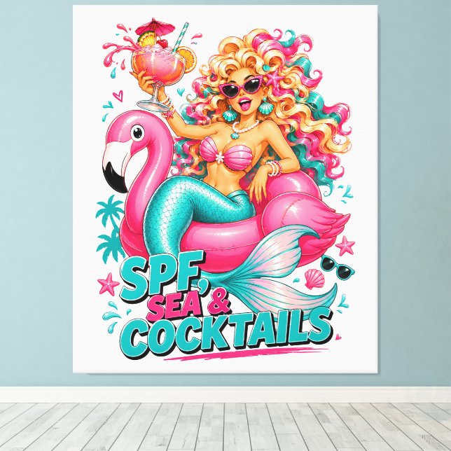 Mermaid -100% Customizable Wrapped Canvas (Gloss) Print (Insitu(Wood Floor))