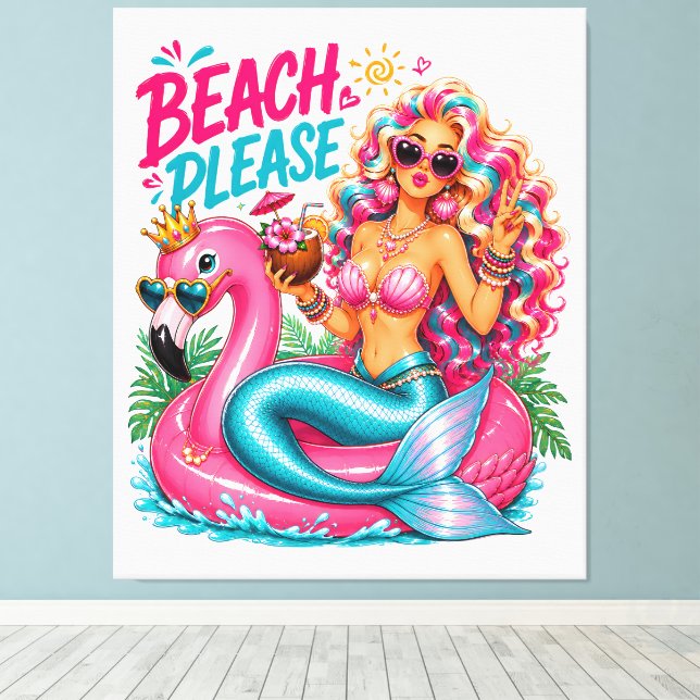 *Mermaid -100% Customizable Wrapped Canvas (Gloss) Print (Insitu(Wood Floor))