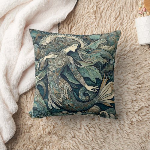 Mermaid 10 throw pillow