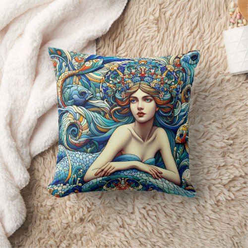Mermaid  11 throw pillow
