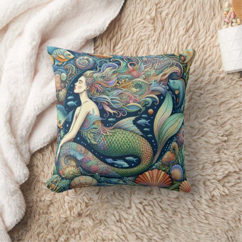 Mermaid 12 throw pillow