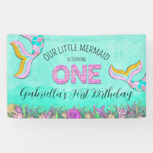 Mermaid 1st Birthday Banner