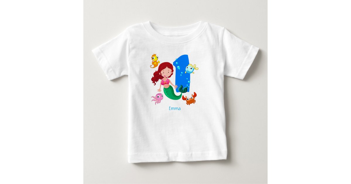 Mermaid 1st Birthday Custom Baby TShirt Zazzle