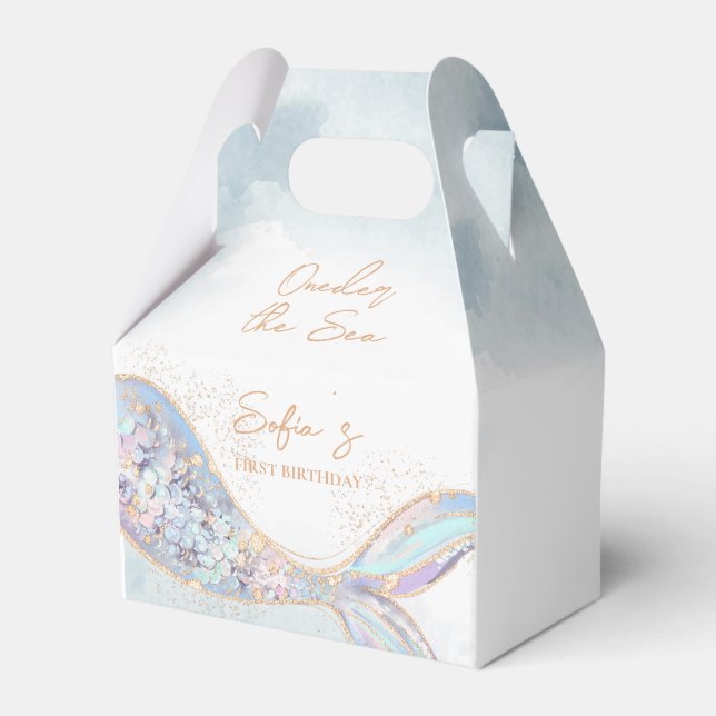 Mermaid 1st Birthday Favor Boxes (Front Side)