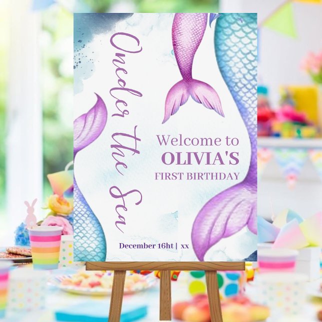 Mermaid 1st Birthday Girls Oneder The Sea Mermaid  Foam Board (Creator Uploaded)