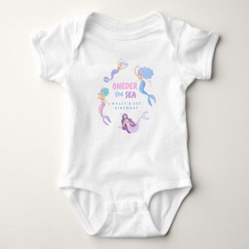 Mermaid 1st Birthday ONEder the sea Blue Budget Baby Bodysuit