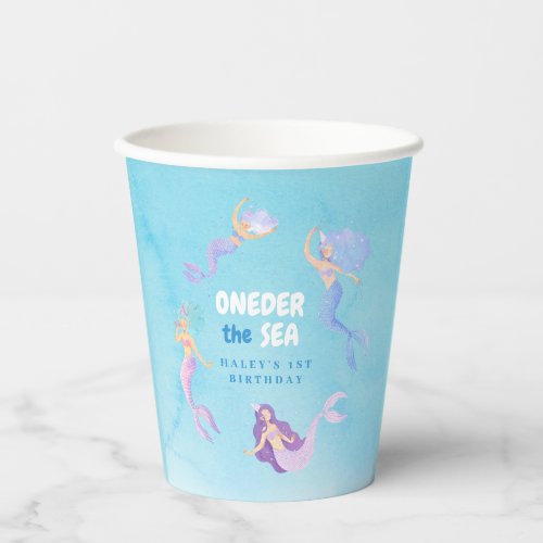 Mermaid 1st Birthday ONEder the sea Blue Budget Paper Cups