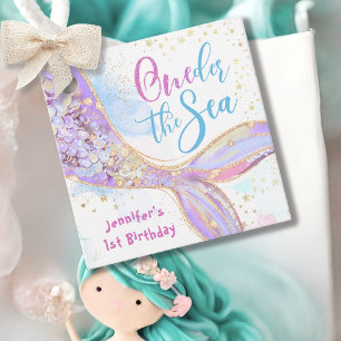 Mermaid 1st Birthday Oneder The Sea Blue Favor Tags