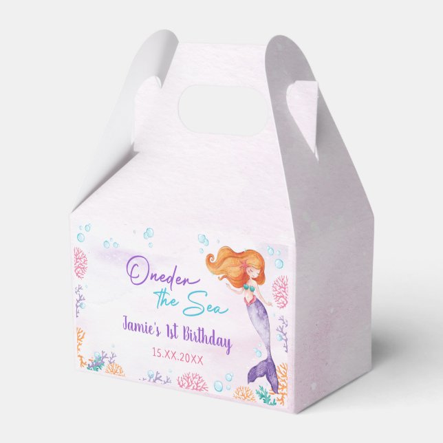 Mermaid 1st Birthday Oneder The Sea Party  Favor Boxes (Front Side)