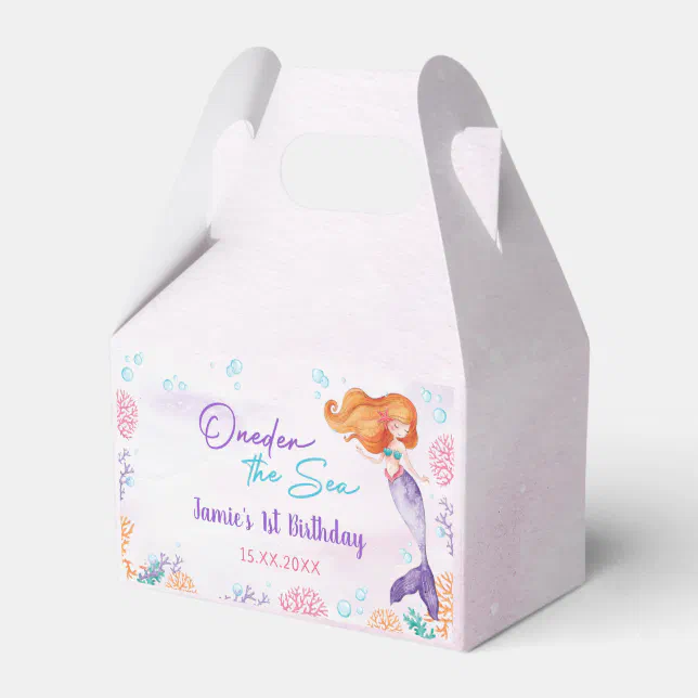 Mermaid 1st Birthday Oneder The Sea Party Favor Boxes | Zazzle