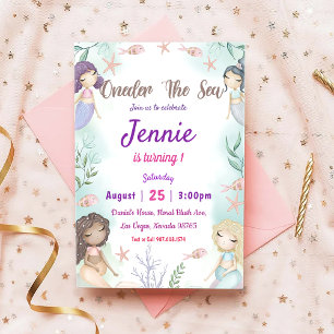Mermaid 1st Birthday ONEder The Sea Party Invitati Invitation