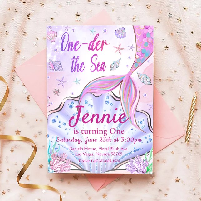Mermaid 1st Birthday ONEder The Sea Party  Invitation (Creator Uploaded)