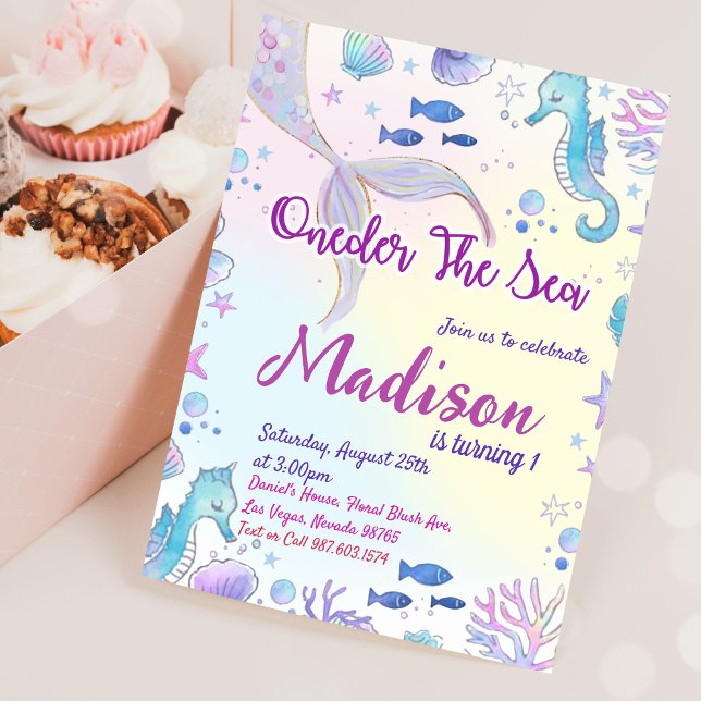 Mermaid 1st Birthday ONEder The Sea Party  Invitation (Creator Uploaded)