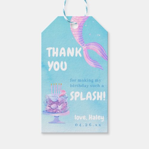 Mermaid 1st Birthday ONEder the sea Thank You Gift Tags