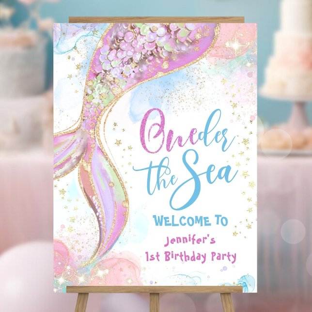 Mermaid 1st Birthday Oneder The Sea Welcome Sign (Creator Uploaded)
