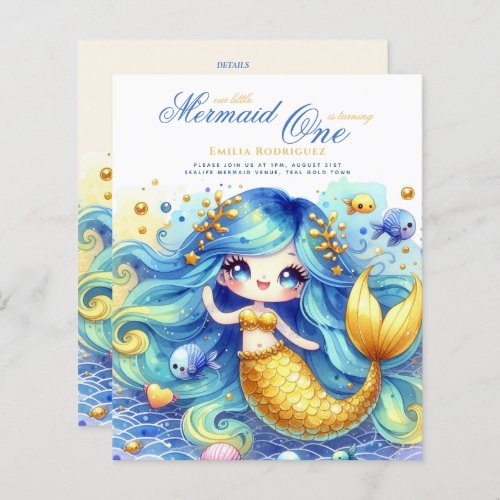 Mermaid 1st Birthday or EDIT AGE Teal Gold