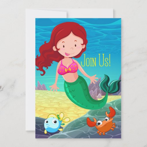 Mermaid 1st Birthday Party Custom Invitation | Zazzle