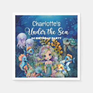 Mermaid 1st Birthday Party Napkins