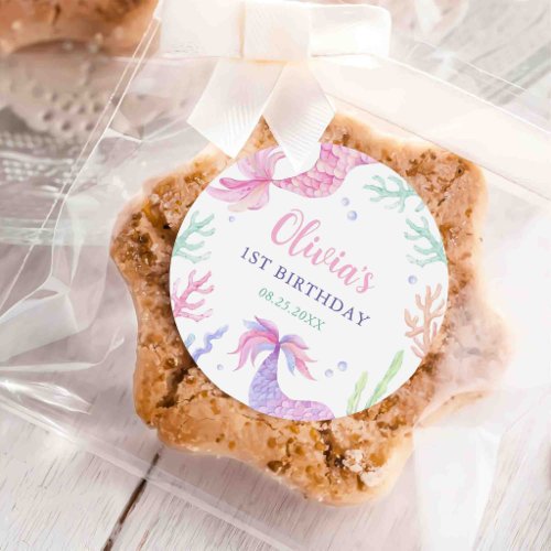 Mermaid 1st Birthday Party Oneder The Sea Classic Round Sticker