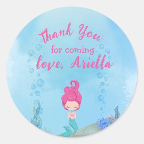 Mermaid 1st Birthday Party ONEder The Sea  Classic Round Sticker