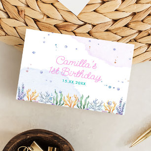 Mermaid 1st Birthday Party Oneder The Sea Enclosure Card