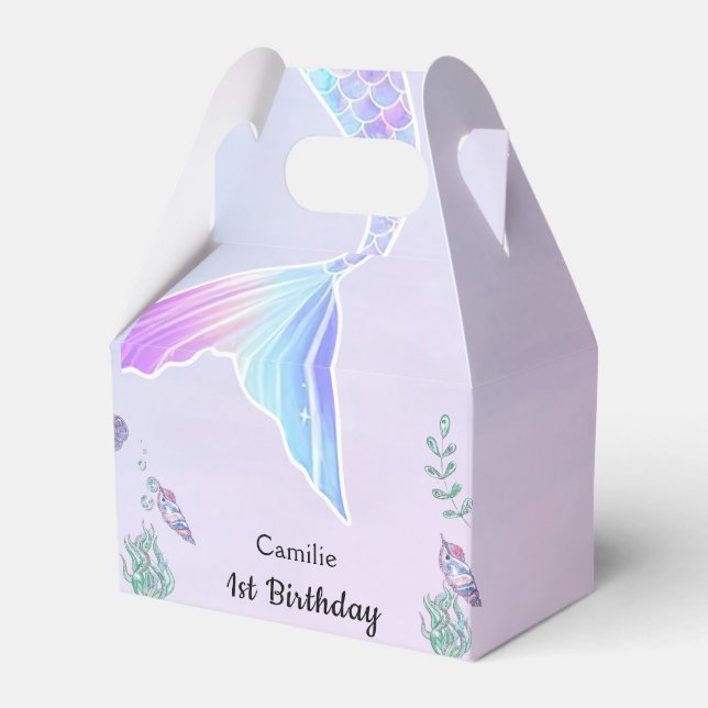 Mermaid 1st Birthday Party ONEder The Sea Favor Boxes (Front Side)