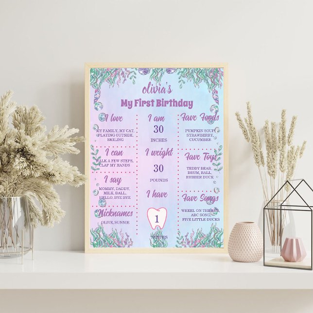 Mermaid 1st Birthday Party ONEder The Sea Foam Board (Creator Uploaded)