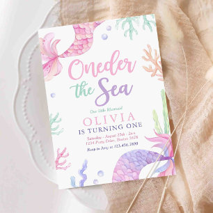 Mermaid 1st Birthday Party Oneder The Sea  Invitation