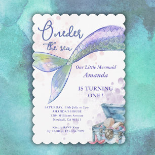 Mermaid 1st Birthday Party Oneder The Sea Invitation