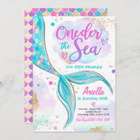 Mermaid 1st Birthday Party ONEder The Sea Mermaid  Invitation