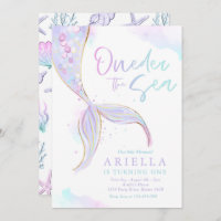 Mermaid 1st Birthday Party ONEder The Sea Mermaid Invitation