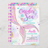 Mermaid 1st Birthday Party ONEder The Sea Mermaid Invitation